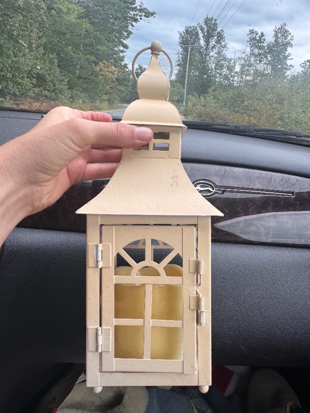Farmhouse Vintage Style Metal Lantern Candle Holder w/ Flameless Candle Cottage